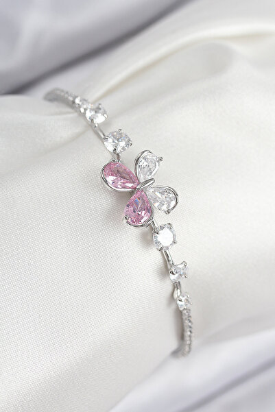 Skygo Brass Zircon Stone Butterfly Model Silver Color Women's Bracelet - Tj-B...