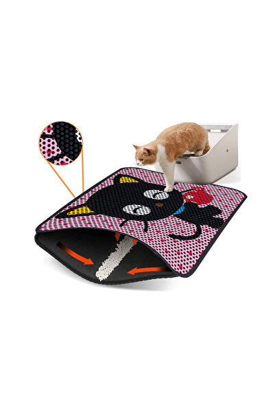 Leventextile Büyük Boy Renkli Desenli Elekli Kedi Tuvalet Önü Paspası 60 X 80 Cm