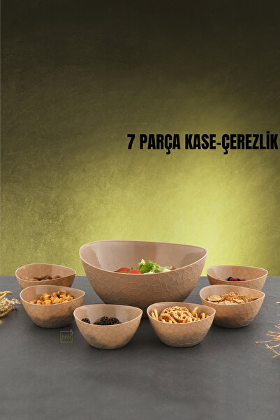 Leila 7'li Kahverengi Çerezlik Seti Atıştırmalık-Sosluk-Kahvaltılık-Kase