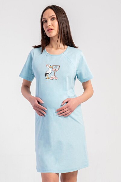 VİENETTA Women's Short Sleeve Breastfeeding Comfortable 100% Cotton Maternity...