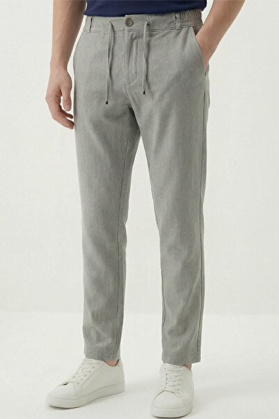 Veleno بنطلون رياضي رجالي باللون الرمادي، مخطط ومنسوج، بأزرار أمامية وجيب خلف...