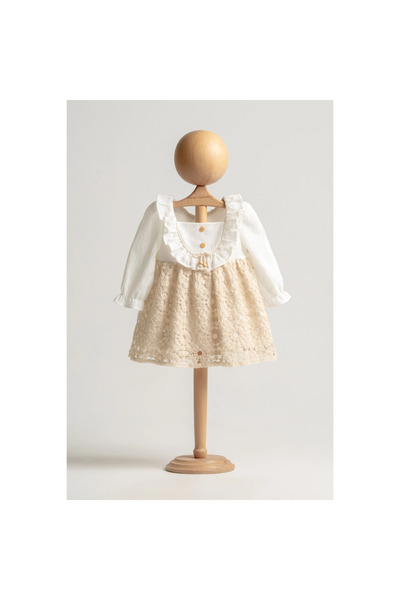 Mymio Beaded Natural Dress - Ecru