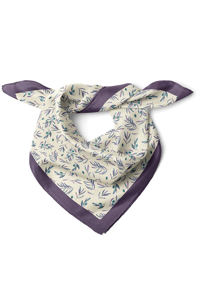nehir eşarp Zeytin Dalı Desen Fular Bandana 50x50 Cm