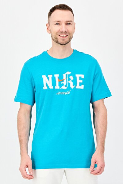 Nike Men Sportswear Fit Brand Logo Short Sleeve Outdoor T-shirt, Turquoise