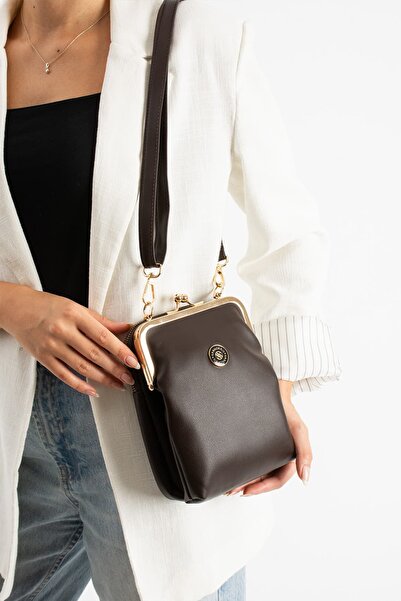 diclepolat Women's Adjustable Cross Strap Brown Matte Cross Shoulder Bag Pane...