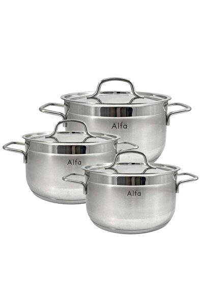 Alfa 6-Piece Cookware Set - Stainless Steel, Non-Stick, Dishwasher Safe, Indu...