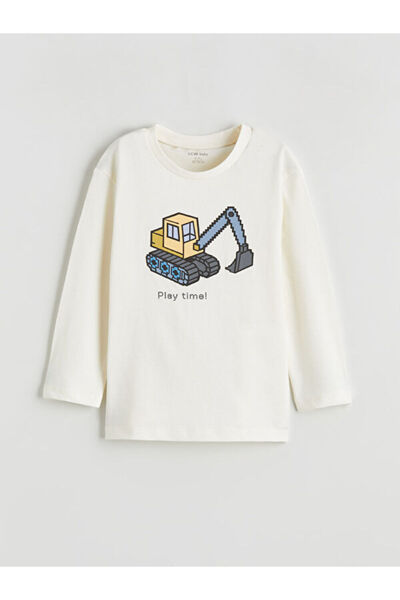 LC Waikiki Quality Pieces from Çelebi Store Oval Collar Printed Baby Boy T-Shirt