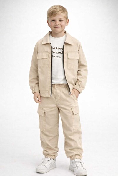 neocotton Boy's Gabardine Trousers Jacket Short Sleeve T-Shirt 3-Piece Season...