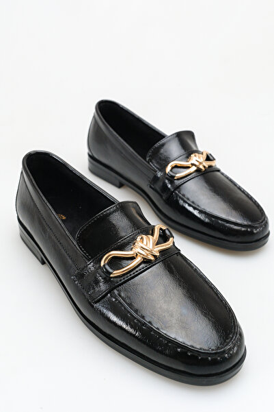 SENASTİL Women's Black Patent Leather Comfortable and Stylish Daily Ballerina...