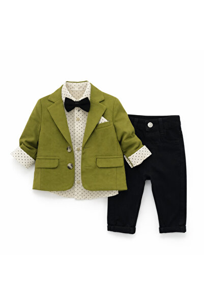 Mamboo Costum bebeluș băiat cu sacou verde închis - 9/12 luni