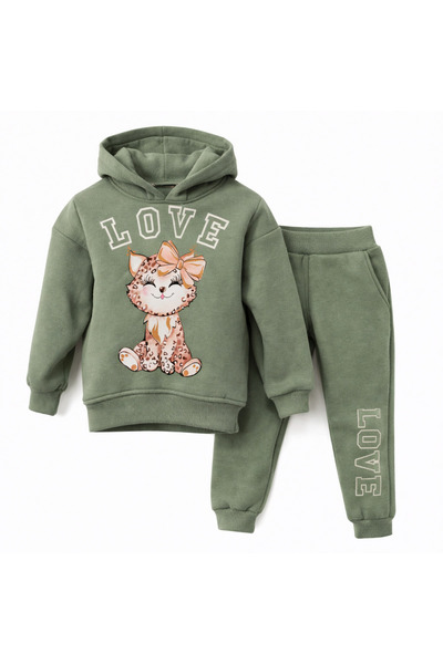 Mamboo Girls Green Tracksuit with Hoodie - 4 years