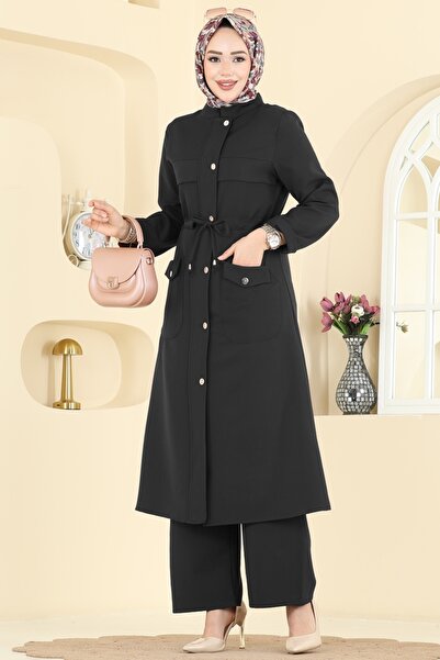 ModaMerve Beli Tünelli Dabıl Takım PL9205-MS Siyah