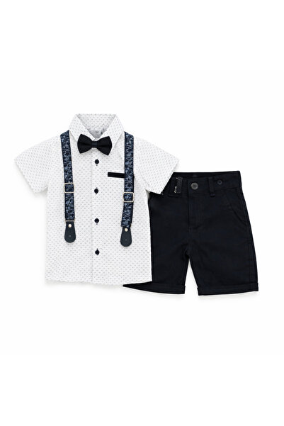 Mamboo Set de vară băiat 1-8 ani, compus din: pantalon scurt negru cu bretele...