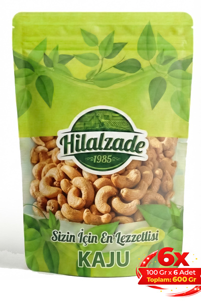 Hilalzade Kavrulmuş Kaju Taptaze Yeni Mahsül Naturel 100 Gr x 6 Adet (600 Gr)
