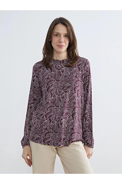 LC Waikiki Ruffled High Collar Patterned Blouse (S6)