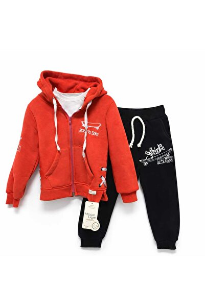 Mamboo Trening Băieți Roșu cu Bluză cu Glugă - 5 ani