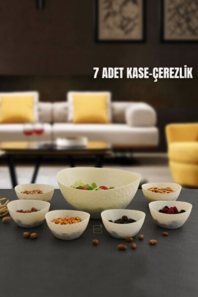 Leila 7'li Krem Çerezlik Seti Atıştırmalık-Sosluk-Kahvaltılık-Kase