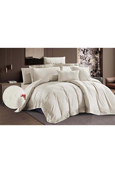 Alhabib bedding Double bed sheet set, off-white cotton, size 200x200cm, 9 pieces