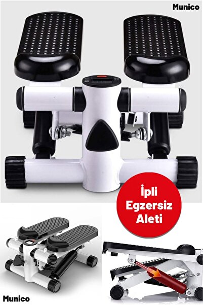 Munico Mini Stepper Egzersiz Aleti Direnç Lastikli Kaydırmaz Pedallı Tam Vücu...