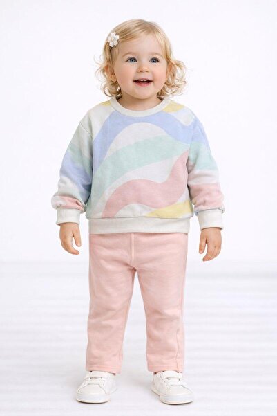 RAPAPA 3-компонентен комплект за момичета с пастелни мотиви и набори 10768S