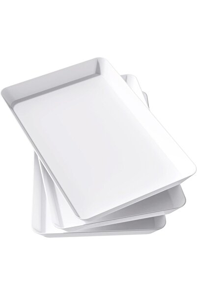 Lifewit Plastic Serving Tray for Party Supplies, White Trays for Serving Food...