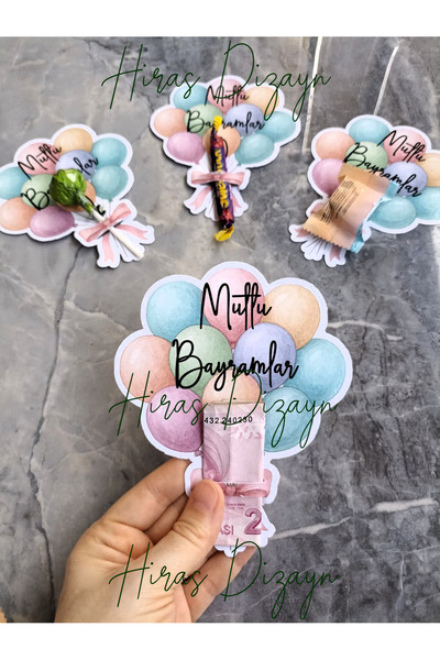 Hiras Dizayn 12 adet Sevimli Hayvanlar Bayram Harçlık Kartları Lolipop Kartı ...