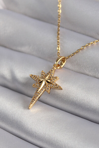 Skygo Gold Colored 316l Steel Zircon Stone Polar Star Model Women's Necklace ...