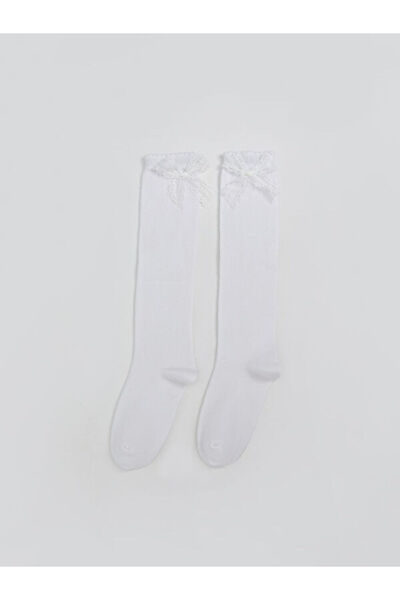 LC Waikiki Sosete pentru fete până la genunchi cu detalii de fundă, colecția ...