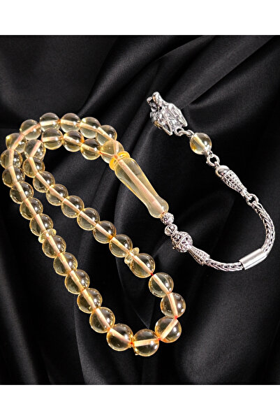 Erbab i Kehribar Certified Drop Amber Prayer Beads - Silver Tassel Design