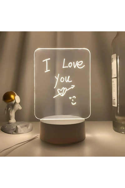 Gudli LED Işıklı Yazı Çizim Panosu USBli, Silinebilir, Dekoratif Gece Lambası