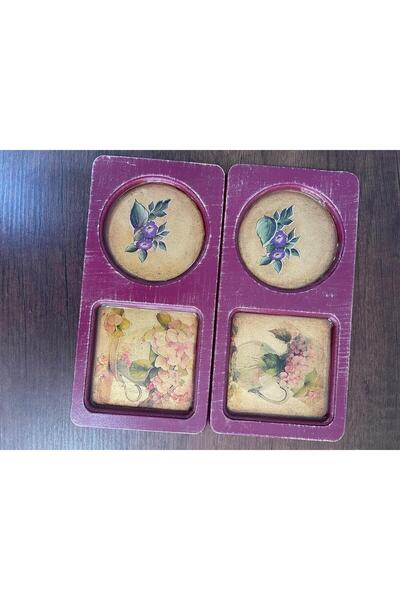 orifkozmo Handmade Wooden Coaster with Floral Pattern