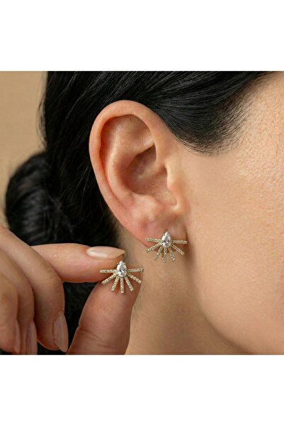 AccessoriesCınCık Steel Earrings Gold Color Zircon Stone Detailed Women's Ear...