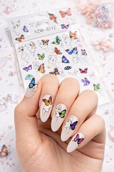 Sibelon 3D Kabartmalı Nail Art Sticker Kendinden Yapışkanlı Tırnak Dövmesi Ta...