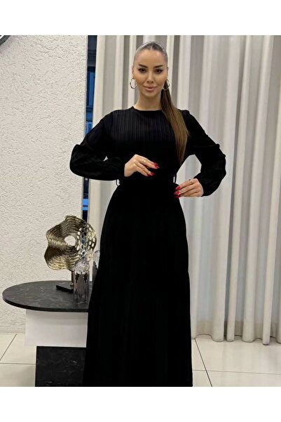 Cannes فستان نيلا نسائي أبيض طويل بحزام خصر أسود