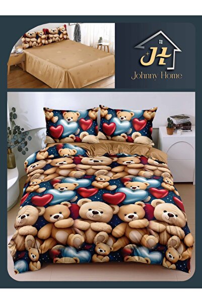 trendyhome Lenjerie pat dublu 4 piese, bumbac satinat, cearceaf 240x250 fara ...