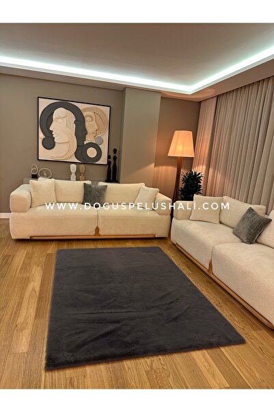Doğuş Peluş Halı Ultra Soft Gri Yumuşak Dokulu Peluş Halı Dikdörtgen