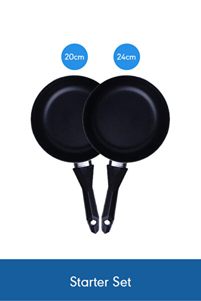 Saif Plus Non-Stick Frying Pan Duo Set 20 & 24 cm – Red Practical Sizes for S...