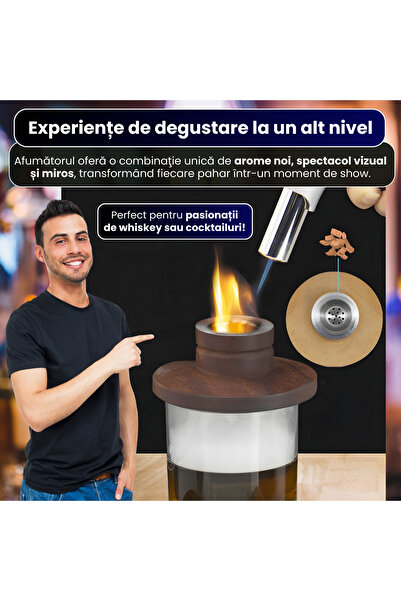 NIVIA Step Out & Play Set Afumare Bauturi Alcoolice si Nonalcoolice, Afumator Cocktail si Whisky