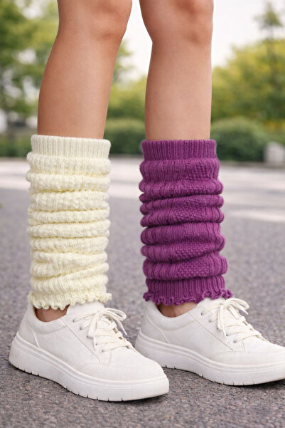 URART Women's 2 Pairs of 2 Separate Colors Below the Knee Soft Warm Textured ...