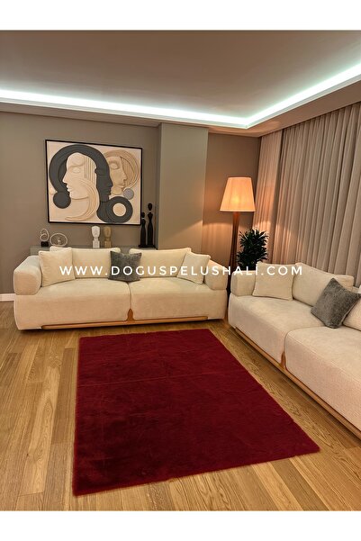 Doğuş Peluş Halı Ultra Soft Bordo Yumuşak Dokulu Peluş Halı Dikdörtgen