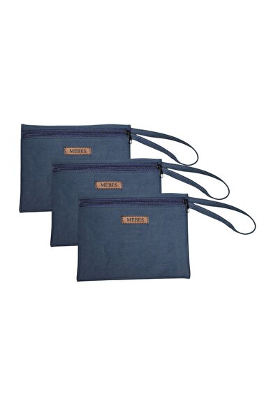 MEBES Denim Fabric Makeup and Personal Care Bag. 3 Pack Makeup Setçntantrsm3