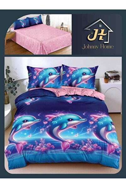 trendyhome Lenjerie pat dublu 4 piese, bumbac satinat, cearceaf 240x250 fara ...