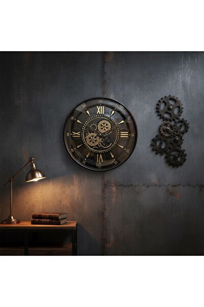 MARS CONCEPT SİYAH METAL ÇARKLI DUVAR SAATİ