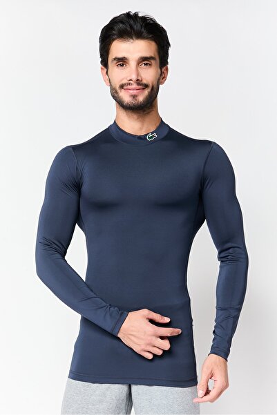 Lacoste Men Tight Fit Long Sleeve Training T-Shirt, Navy