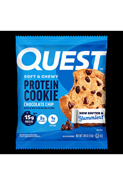 Quest كوكيز بروتين برقائق الشوكولاتة، 50 غرام، عبوة من 12 قطعة | وجبة خفيفة م...