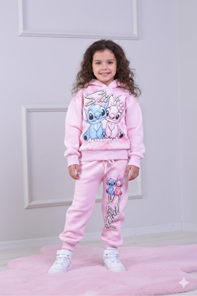 ÖRZİ Kids Set de iarnă pentru fete, cu imprimeu și bordură, cu detalii șardonlu.