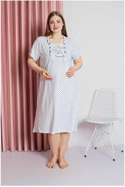 embody Cămașă de noapte maternă din bumbac, cu deschidere cu nasturi pentru a...