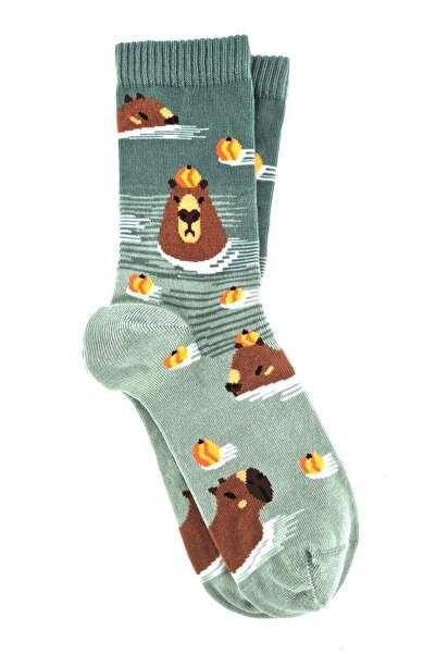 chetic Kapibara Desenli Pamuklu Soket Çorap