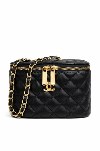 Derinbags Siyah Kapitone Gold Zincir Askılı Mini Kadın Çantası – Premium Kole...