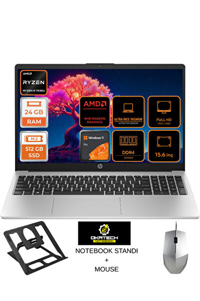 HP 255 G10 9G1G0ET RYZEN 5 7530U 24GB DDR4 512GB SSD NVM AMD RADEON GRAPHİCS ...